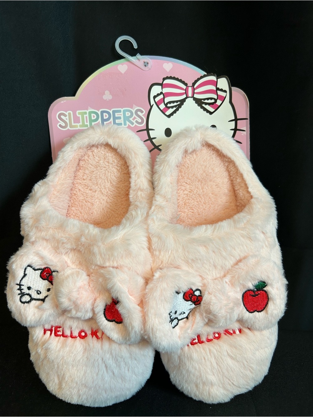 Hello Kitty Light Pink Plush Slip-On Slippers
